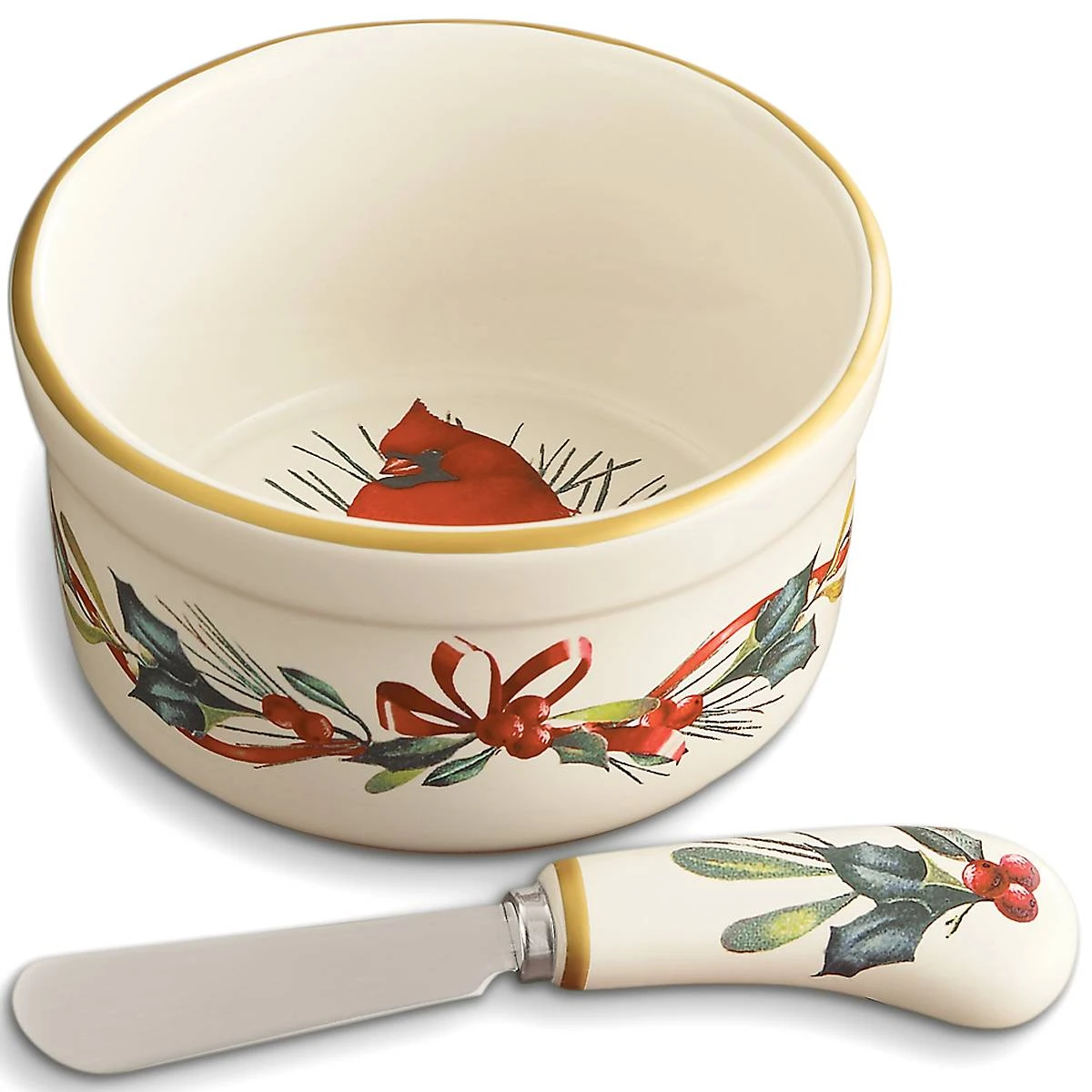 Lenox Winter Greetings Dip Bowl & Spreader 4 Lenox Winter Greetings Dip Bowl & Spreader - Image 2