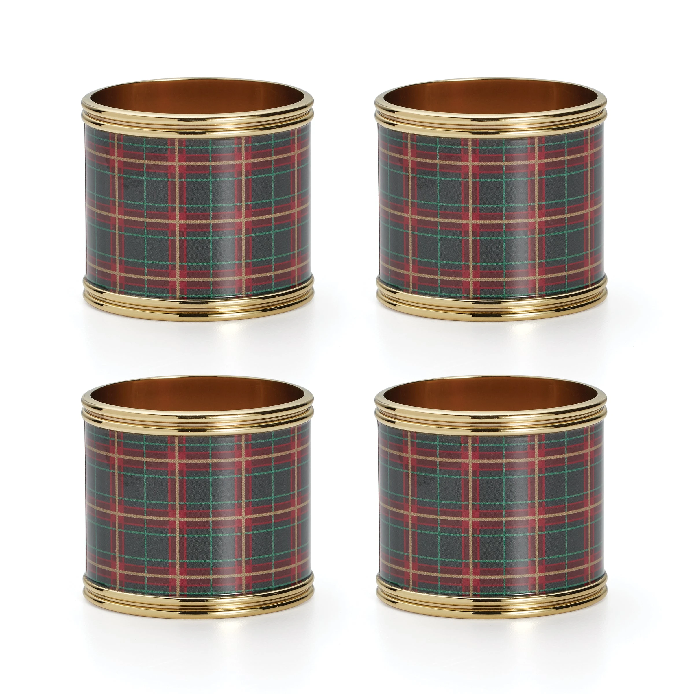 Lenox Holiday Nouveau Plaid Napkin Rings S/4 3 Lenox Holiday Nouveau Plaid Napkin Rings S/4