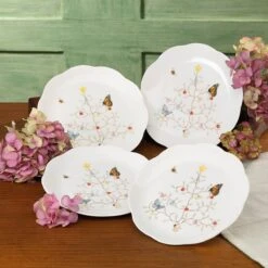 Lenox Butterfly Meadow Seasonal Dessert Plate, Set Of 4 -Lenox Shop 810136 wHR