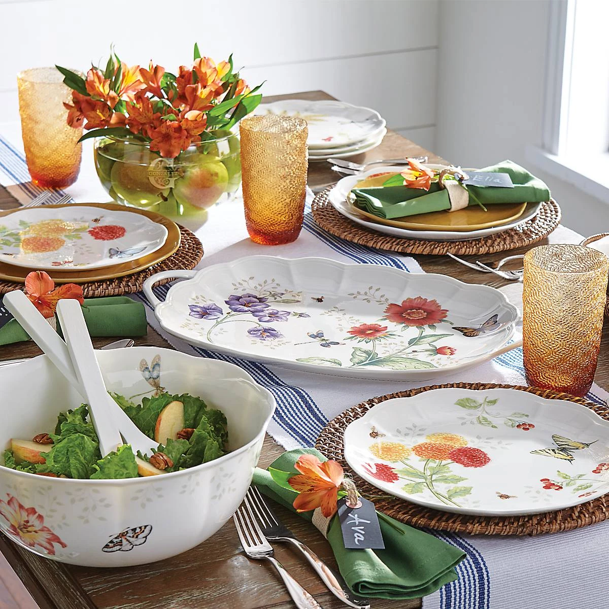 Lenox Butterfly Meadow Salad Bowl & Servers 7 Lenox Butterfly Meadow Salad Bowl & Servers - Image 5