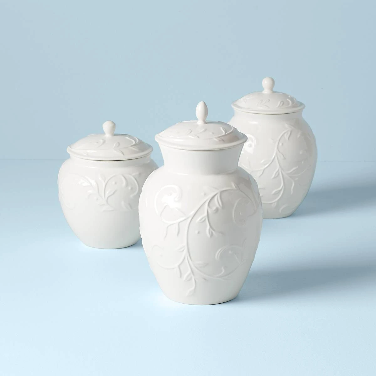 Lenox Opal Innocence Carved 3-Piece Canister Set 3 Lenox Opal Innocence Carved 3-Piece Canister Set