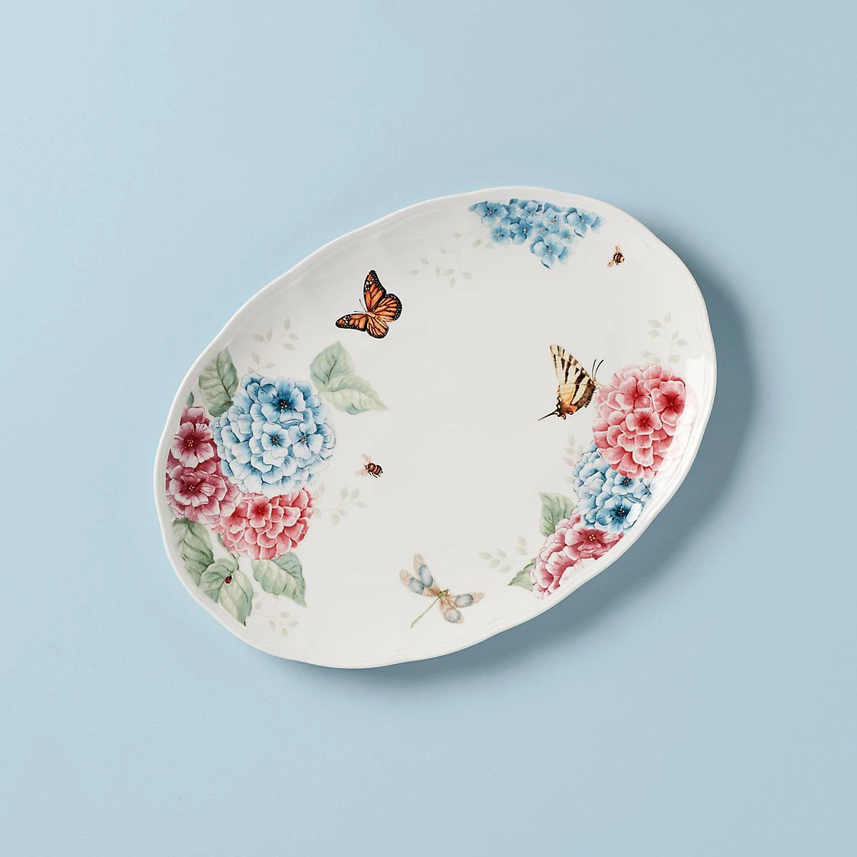 Lenox Butterfly Meadow Hydrangea 16" Oval Platter 3 Lenox Butterfly Meadow Hydrangea 16" Oval Platter