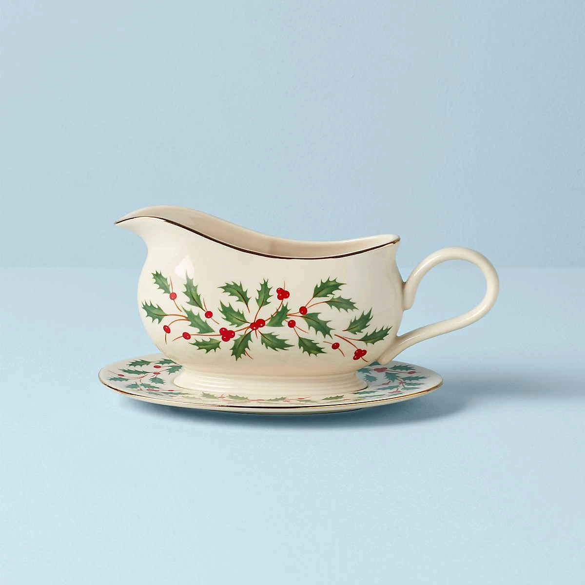 Lenox Holiday Gravy Boat & Stand 3 Lenox Holiday Gravy Boat & Stand