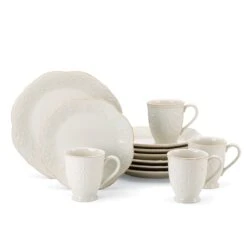 Lenox French Perle 12-Piece Plate & Mug Dinnerware Set