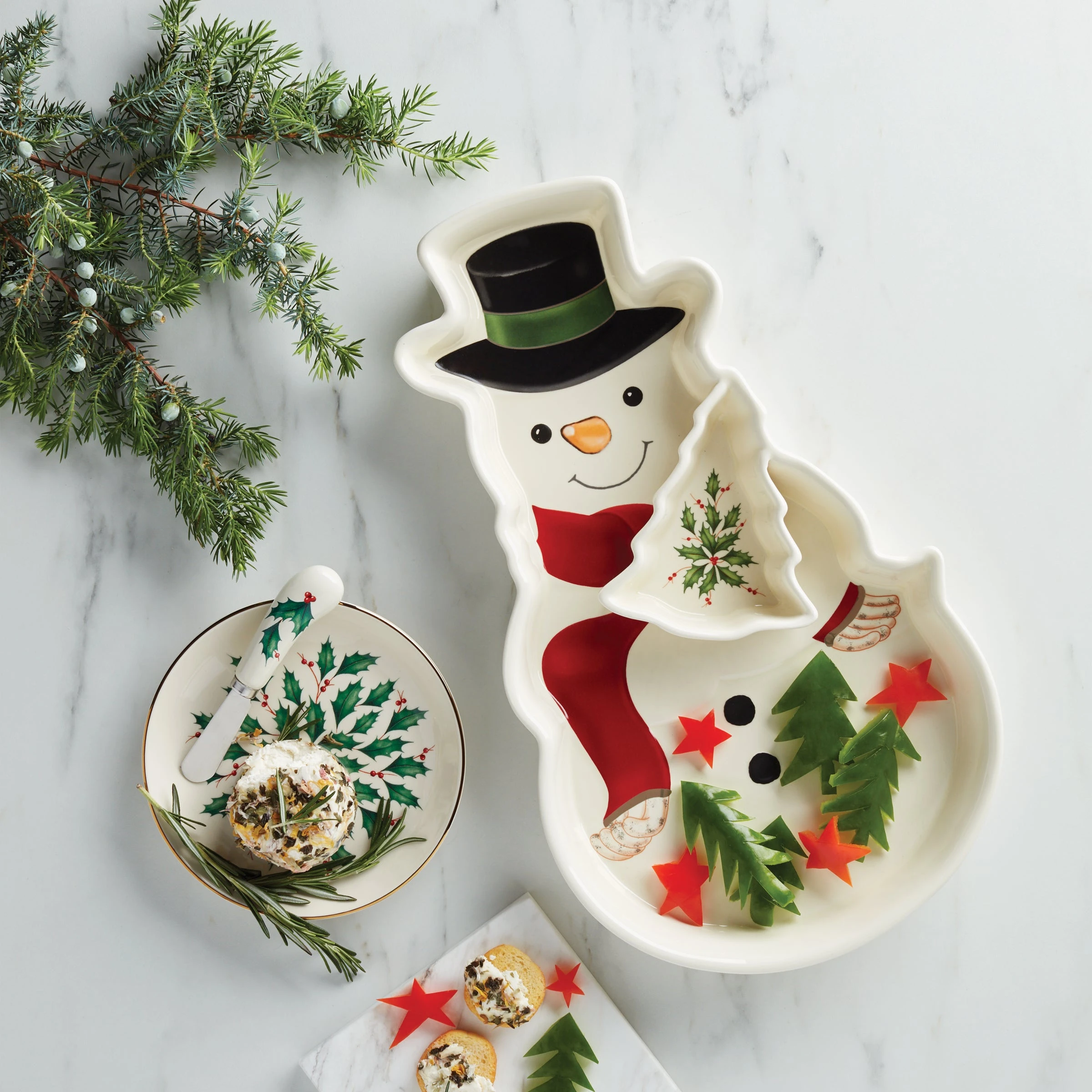 Lenox Holiday Entertaining Snowman Chip & Dip 4 Lenox Holiday Entertaining Snowman Chip & Dip - Image 2