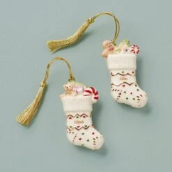 Lenox Forever Friends Stocking 2-Piece Ornament Set