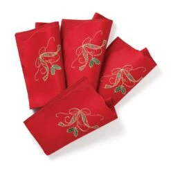 Lenox Holiday Nouveau Red 4-Piece Cloth Napkin Set