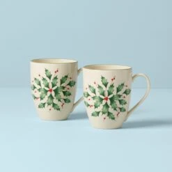 Lenox Hosting The Holidays 2-Piece Holly Mug Set