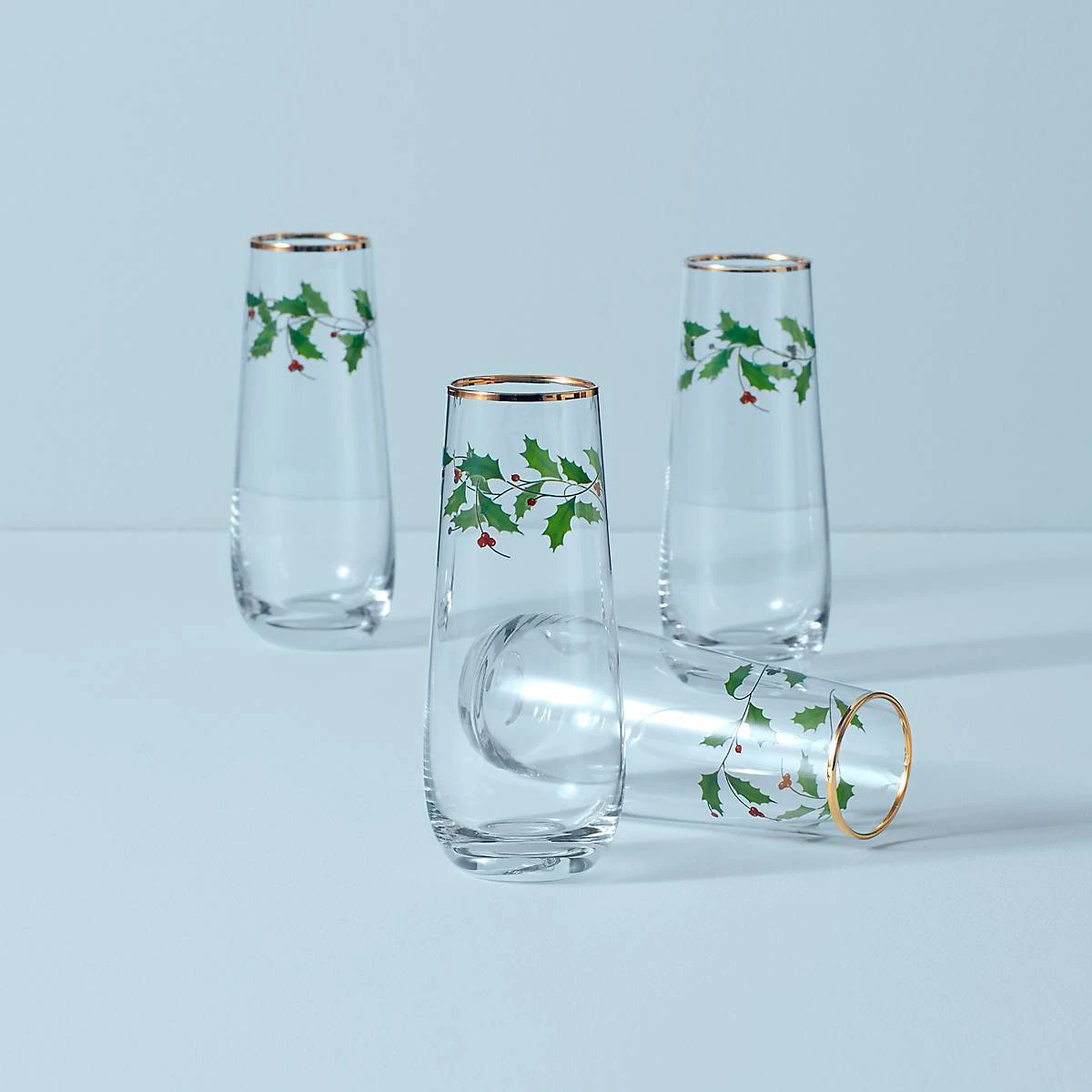 Lenox Holiday Stemless 4-Piece Flute Set 3 Lenox Holiday Stemless 4-Piece Flute Set