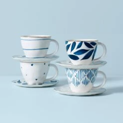 Lenox Blue Bay 8-Piece Espresso Cup & Saucer Set