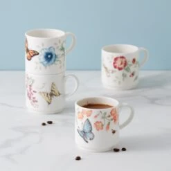 Lenox Butterfly Meadow 4-Piece Stacking Mug Set 8 Lenox Butterfly Meadow 4-Piece Stacking Mug Set -Lenox Shop 890451 w11