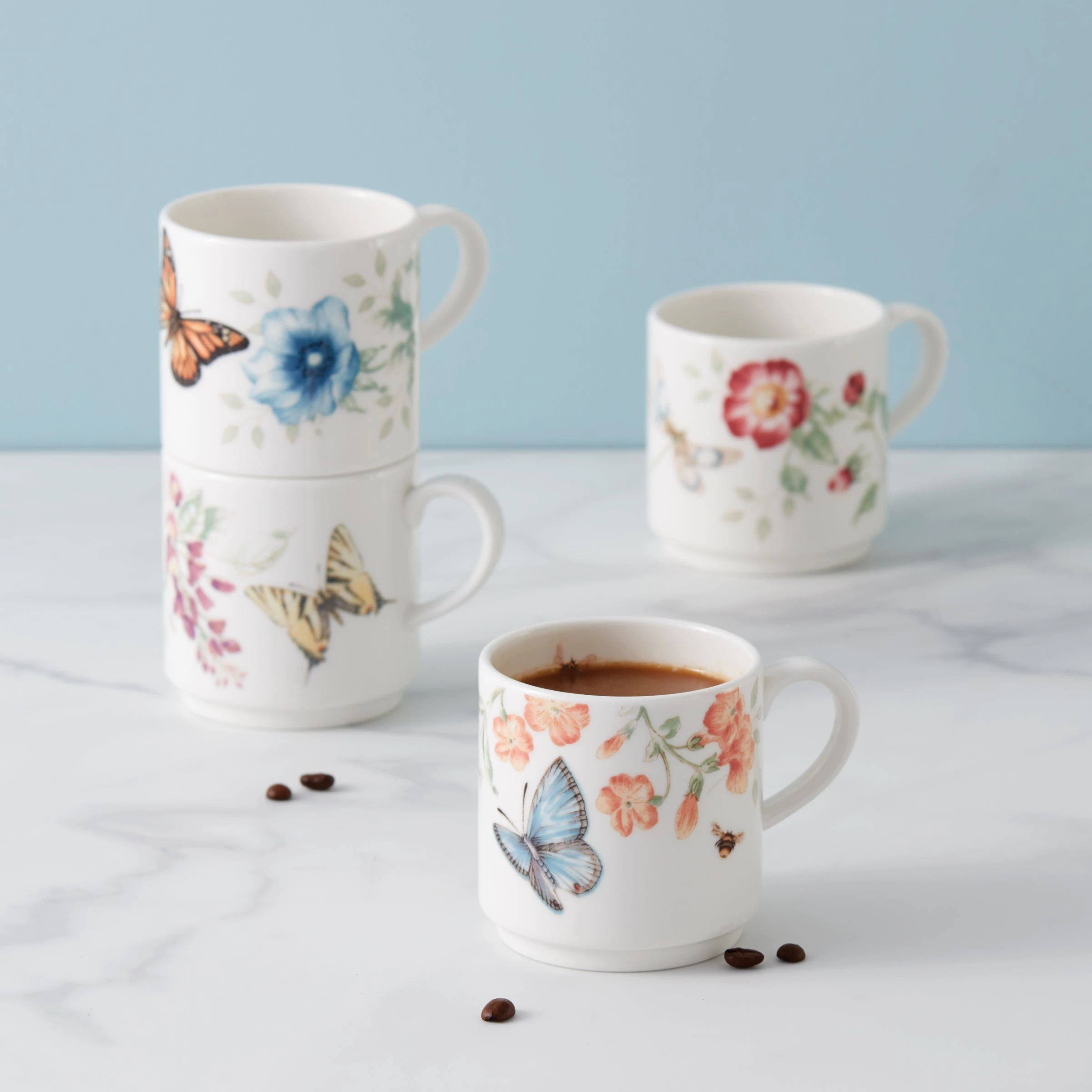 Lenox Butterfly Meadow 4-Piece Stacking Mug Set 5 Lenox Butterfly Meadow 4-Piece Stacking Mug Set - Image 3