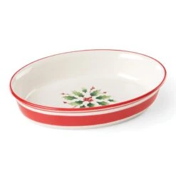 Lenox Holiday Handpaint Stripe Oval Dish -Lenox Shop 890835 wHR