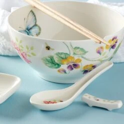 Lenox Butterfly Meadow Bowl & Chopsticks -Lenox Shop 892519 w11