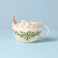 Lenox Holiday Cocoa Mug Covered Candy Dish