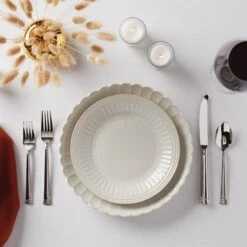 Lenox French Perle Scallop 4-Piece Dinner Plate Set -Lenox Shop 893547 w12