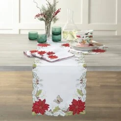 Lenox Butterfly Meadow Poinsettia 14 X 72 Table Runner