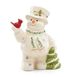 Lenox Happy Holly Days Snowman & Cardinal Lit Figurine -Lenox Shop 8944049 LHOL 22