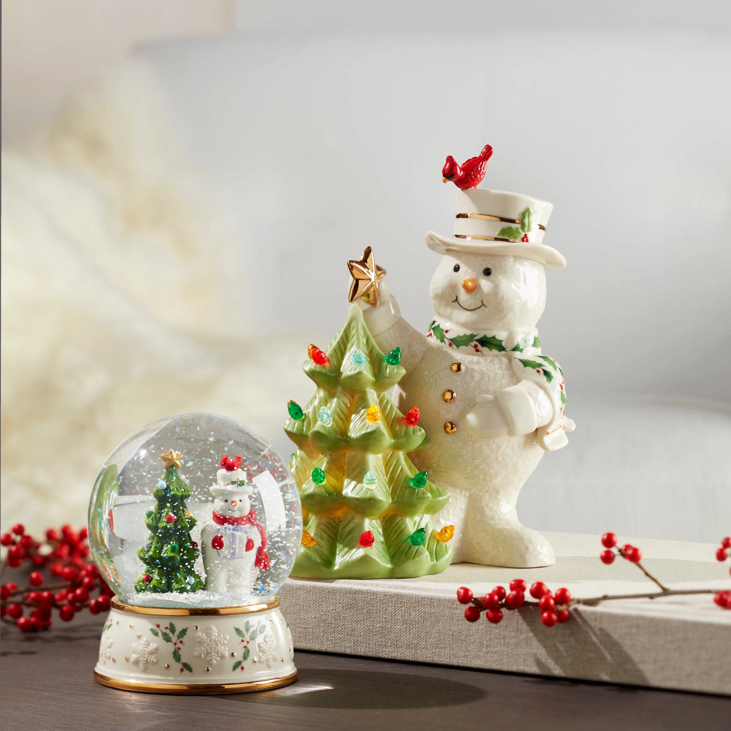 Lenox Happy Holly Days Snowman Lit Figurine 7 Lenox Happy Holly Days Snowman Lit Figurine - Image 5