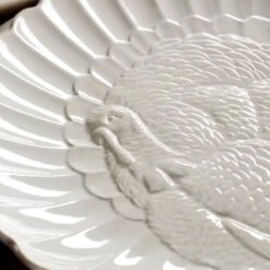 Lenox French Perle Carved Turkey Platter -Lenox Shop 895041 LHOL 23 FEA 2