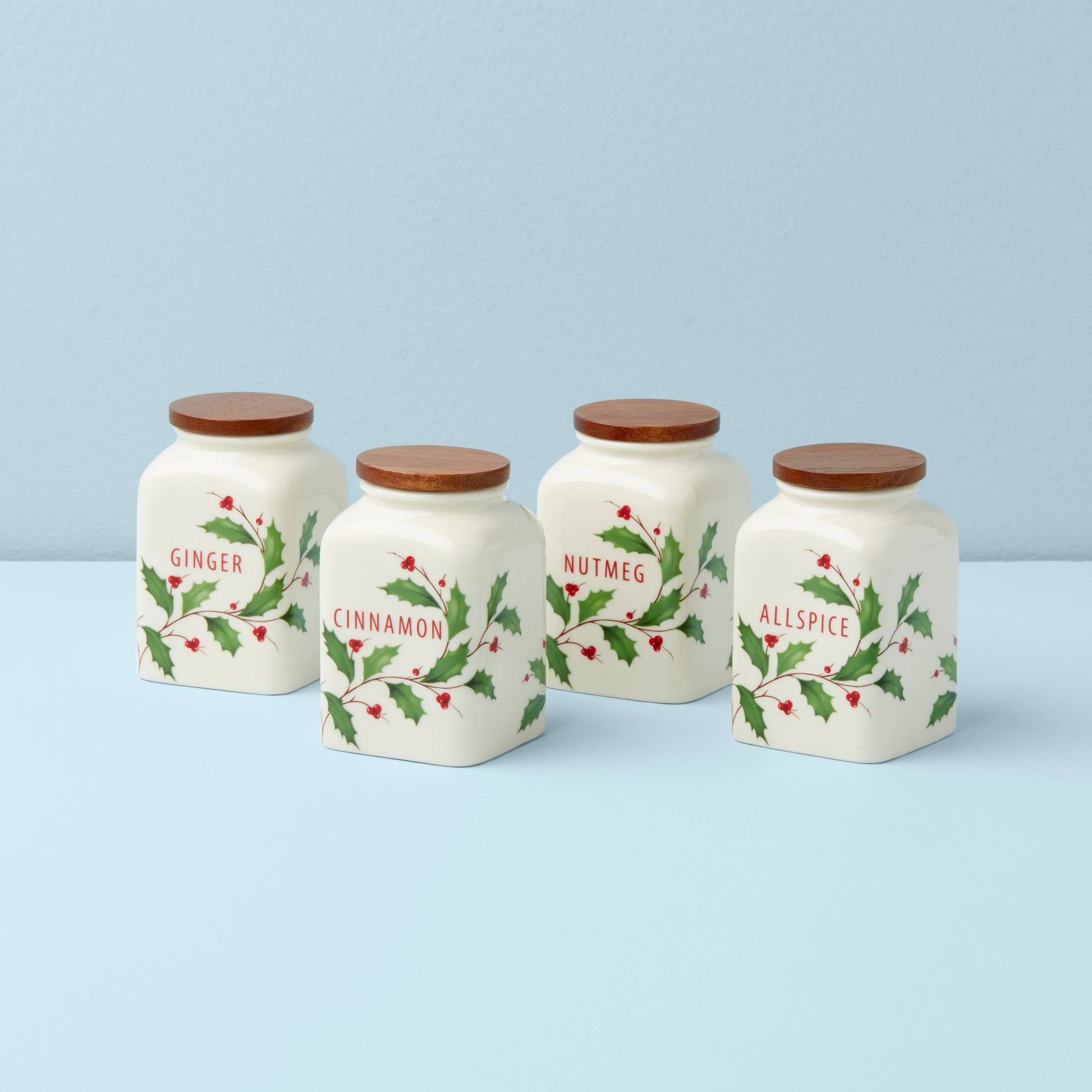 Lenox Holiday Baking Spice Jars, Set Of 4 3 Lenox Holiday Baking Spice Jars, Set Of 4