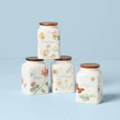 Lenox Butterfly Meadow Baking Spice Jars, Set Of 4