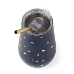 Lenox Blue Bay Dot Stainless Steel Wine Tumbler & Straw -Lenox Shop 895732 LNP F23 3