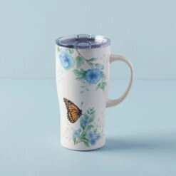 Lenox Butterfly Meadow Blue Stainless Car Coffee Mug