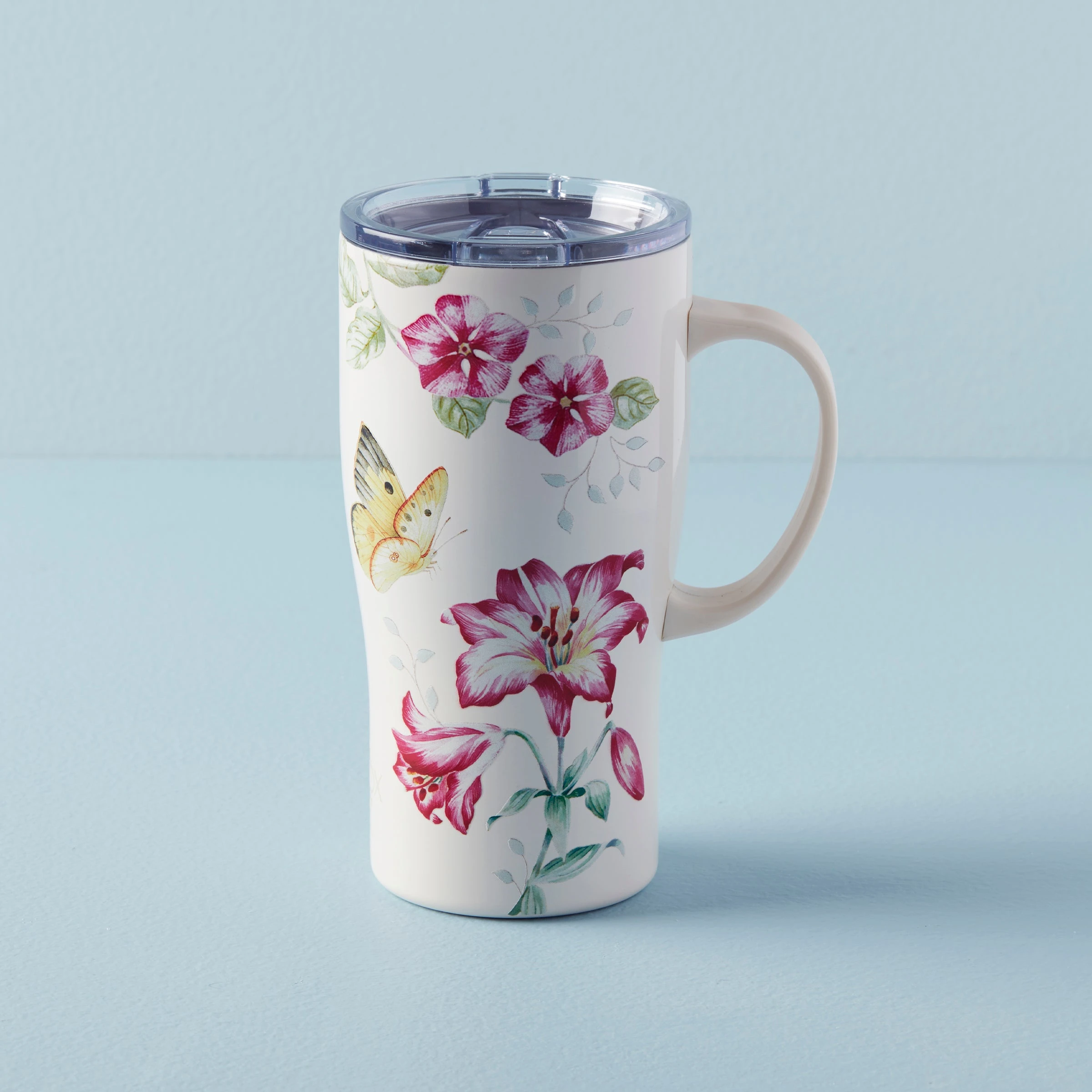 Lenox Butterfly Meadow Pink Stainless Car Coffee Mug 3 Lenox Butterfly Meadow Pink Stainless Car Coffee Mug